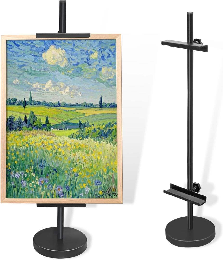 Adjustable Tabletop Easel Stand, Metal Easels for Display, Picture Frame Stand with Heavy Duty Round Base & Non-slip Pads, for Picture, Artwork, Photos,Signs(18in)