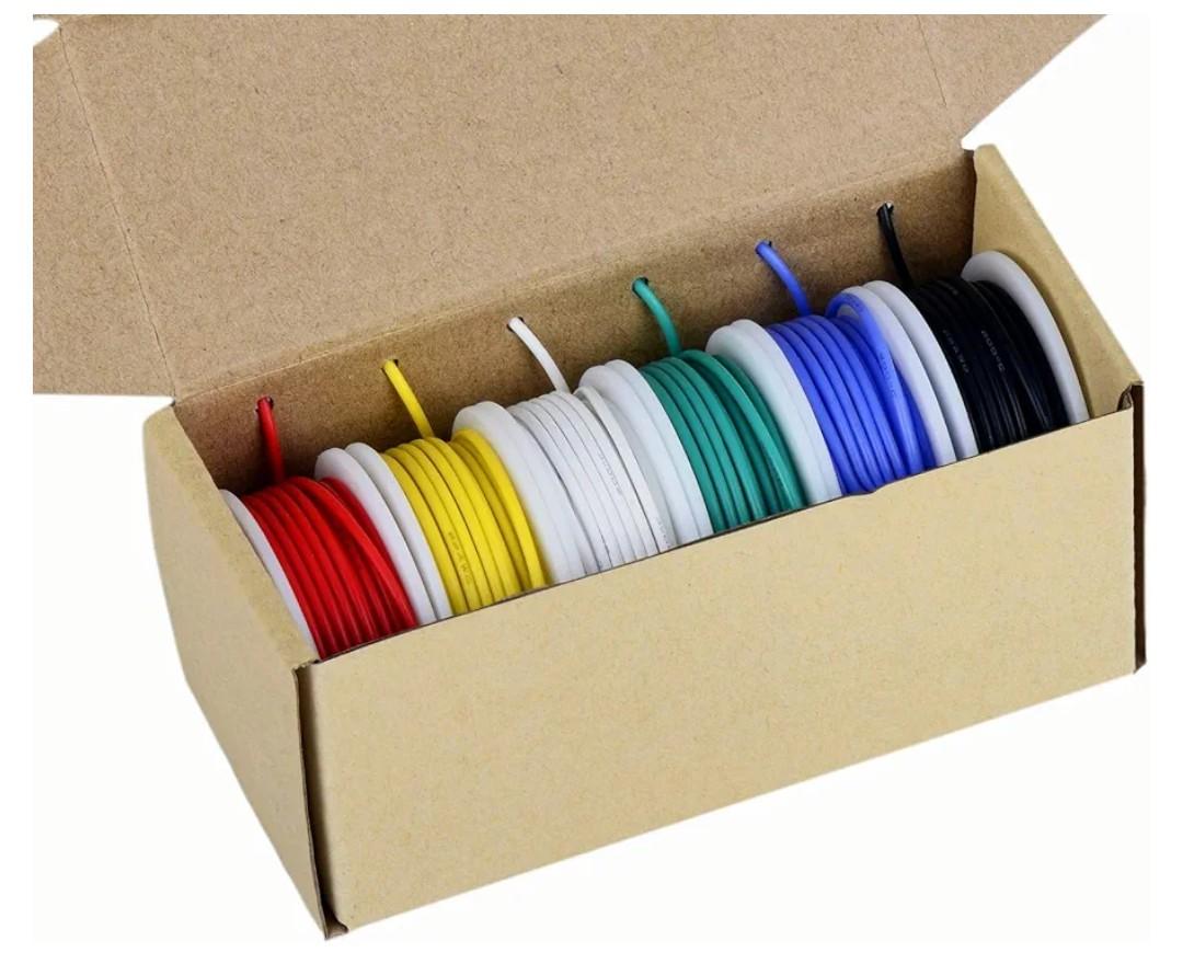 TUOFENG 20awg Wire Flexible Stranded Wire,20 Gauge Wire Tinned Copper Silicone Rubber Insulated (6 Different Colored 23ft / 7m Each) 20awg Silicone Wires