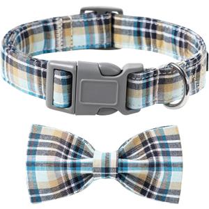 Lionet Paws Dog and Cat Collar with Bowtie Grid Collar Plastic Buckle Light Adjustable Collars for Small Medium Large Dogs, Size: X-Small (Pack of 1)