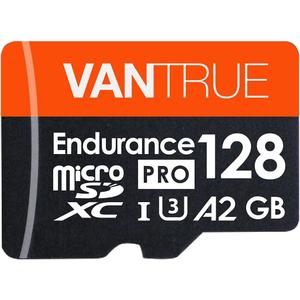 Vantrue 128GB U3 microSDXC UHS-I 4K UHD Video Monitoring Memory Card with Adapter for Dash Cams, Body Cams, Action Camera, Other Surveillance & Security Cams