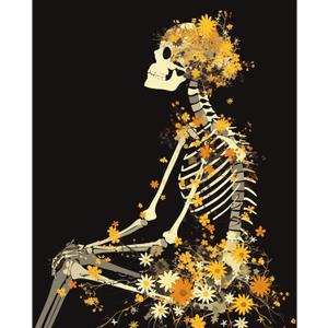 obterie Skull Paint by Numbers Kit for Adults Beginner Flowers Oil Painting Kit Adult Paint by Number Kits on Canvas DIY Painting for Beginners Art by Numbers for Gifts Home Wall Decor 16x20 Inch (YF014)