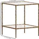 20" Square Glass End Table, Modern Tempered Glass Side Table with 2-Tier Storage Shelves, Accent Table with Antique Brass Gold Frame for Living Room, Bedroom (19.69"D x 19.69"W x 24.02"H)