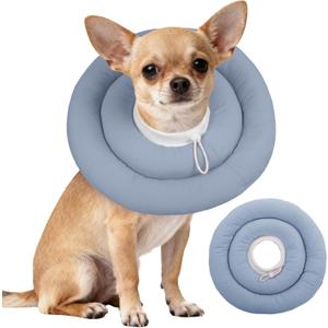 IDOMIK Dog Recovery Collar, Waterproof Soft Dog Cone After Surgery, Comfy Protective Elizabethan Collar Alternative for Dogs Cats, Adjustable Pet Neck Donut Cone Anti-Licking Biting Wounds,Blue,S (Blue)