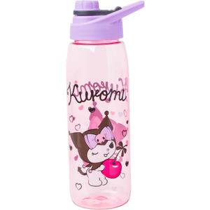 Silver Buffalo Sanrio Hello Kitty and Friends Kuromi Cherry Hearts Water Bottle with Screw-On Lid, 28 Ounces