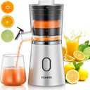 FOHERE Electric Citrus Juicer Squeezer, Automatic Orange Juicer with Power Cord, One Touch Operation, Portable Juicer Suitable for Lemon, Citrus Fruit, Easy to Clean, Silver