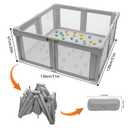 Foldable Baby Playpen, 51" Playpen for Babies and Toddlers with Mat Ocean Balls and Pull Links, Play Pen with Soft Breathable and Visible Mesh, Indoor and Outdoor Portable Play Pen, Gray