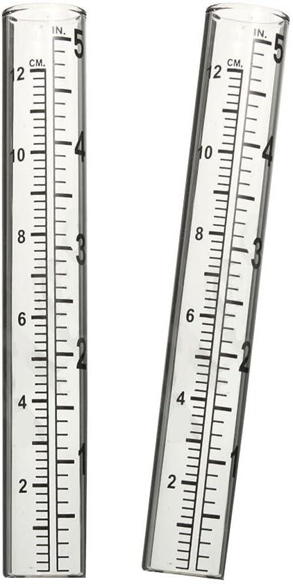 5" Capacity Rain Gauge Glass Replacement Tube for Yard Garden Outdoor (Set of 2) (Clear)