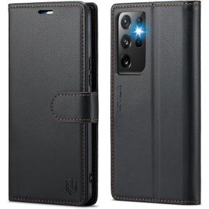 Samsung Galaxy S21 Ultra Wallet Case Phone Case Black | RFID Blocking, Credit Card Holder, PU Leather, Folio Flip, Kickstand, Protective, Shockproof, Cover, Women Men