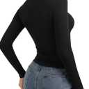 PINKMSTYLE Ribbed Square Neck Long Sleeve Top for Women Cute Y2K Fall Tops Trendy Going Out Tops (Black, M)