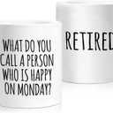 Shqiueos Funny Retirement Gifts for Woman Men, Happy Retiree Mug 11oz, Best Retirement Gift for Women 2026, Gag Farewell Present for Coworkers Nurse Teacher Boss, Office Retired Coffee Cup