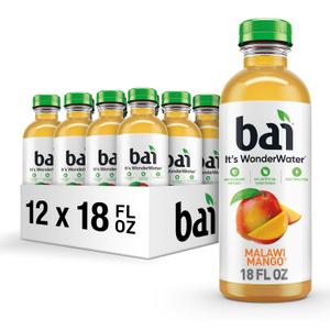 Bai Antioxidant Infused Water Beverage, Malawi Mango, with Vitamin C and No Artificial Sweeteners, 18 Fluid Ounce Bottle, 12 Pack (EXP 08/20/26)