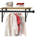 Anndason Closet Rod, 17 to 87 Inch Closet Rods 1.3 Inches Heavy Duty Closet Rod Adjustable Closet Rod Closet Rods for Hanging Clothes and Heavy Duty Clost Rod Bracket Closet Rod Support (Black)