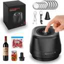 Mason Vacuum Sealer Kit, Compact Vacuum Sealer for Mason Jars & Vacuum Bags, Includes Lids, Stopper, Bag & Accessories, Electric Canning Sealer for Pressure Canning, Black