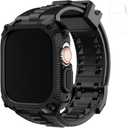 Fullmosa Compatible with Apple Watch Bands 49mm Ultra/Ultra 2, Rugged Apple Watch Strap Ultra with Military Grade Shockproof Bumper Case & Screen Protector for Men Women, 49mm, Black