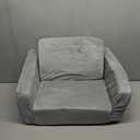 Kids Couch, 2-in-1 Toddler Chair Comfy 1-3 Years Old, Convertible Kids Chair, Toddler Couch That Fold Out, Kid Lounge Chairs for Boys and Girls, Soft Coral Fleece, Grey