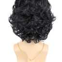 Bettecos 70s Disco Wigs for Men - Brown Curly 80s Mullet Wig for Halloween Costume Party Male Afro Funny Wigs with Glasses Necklace and Mustache (Black)