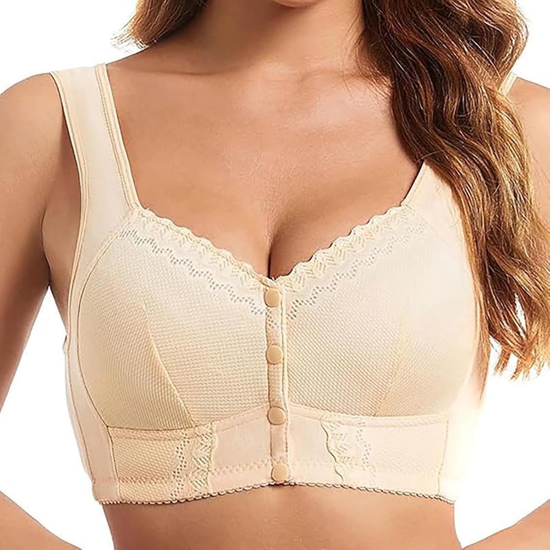 Bra for Senior - Front Closure Breathable for Seniors (48D, Beige)