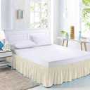 Bed Skirt Queen Size Wrap Around Style by Comfort Beddings 100% Cotton Blend Fabric, Premium Tailored Fit 1pc Bedskirt Queen Size 16" Drop Length Ivory Solid