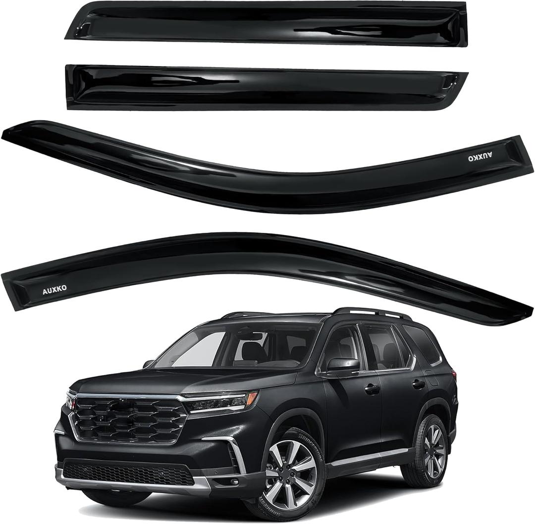 AUXKO Rain Guards for 2026 2025 2024 2023 Honda Pilot LX Sport EX-L TrailSport Touring Elite, Durable Tape-On Window Visors Vent Accessories - Easy Install Car Side Window Wind Deflectors Visors Black