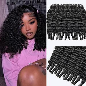 Burmese Curly Bundles Human Hair 4PCS 10 10 10 10 Inch Raw Curly Human Hair Bundles with Spiral Ends 3C4A Quick Weave Hair Extensions for Women Natural Color (4 Bundles)