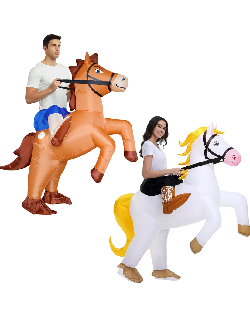 Couples Halloween Costumes for Adults Funny Inflatable Costume Inflatable Horse Costume Adult Duo Costumes His And Hers Halloween Costumes Friends Blow Up Costumes 2-Pack