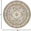 8ft Round Vintage Living Room Area Rug - 8x8 Large Soft Washable Oriental Traditional Distressed Farmhouse Rugs for Bedroom - Indoor Floor Accent Carpet for Home Office House Decor - Beige