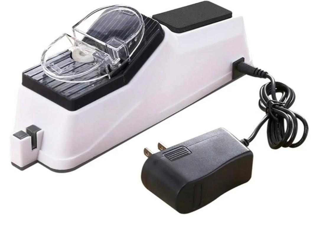 USB Electric Knife Sharpener Adjustable for Kitchen Knives Tool Knife Scissor Sharpening White Medium and Fine Grinding Blade