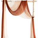 Ling's Moment Deluxe Wedding Arch Draping Fabric, Easy Hanging Chiffon Sheer Drapes, Wrinkle Arbor Backdrop Durable Wedding Decorations for Ceremony Outdoor 3 Panels Curtain,26ft,Rust & Sepia