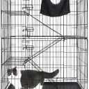 Homey Pet 50 Inch Cat Cages Indoor, Large 4-Tier Cat Crates for Indoor Cats, Collapsible Metal Wire Cat Kennel Big Multi-Level Cat Cage for Adult Cats Kitten Kitty with Hammock, Ramp, 360 Wheels