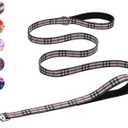 Hikiko Padded Two Handle Dog Leash 6 Ft for Medium Large Dogs, Strong Traffic Handles Lead for Walking Training (Beige Plaid) (1 in x 6 ft)