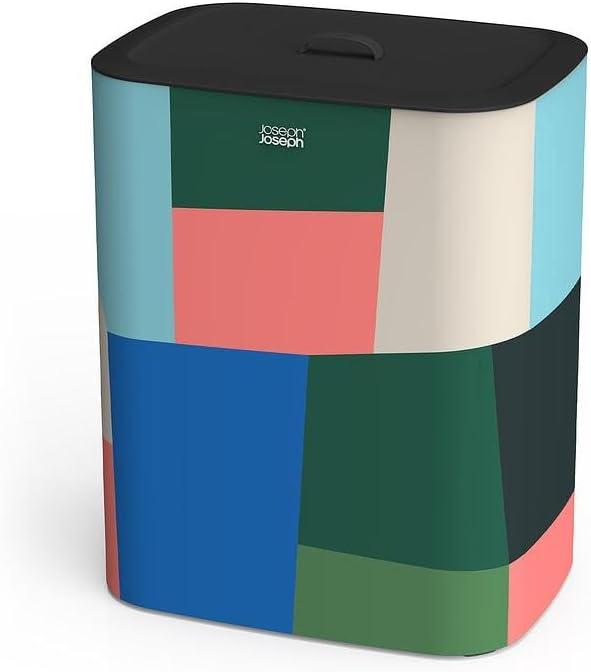 Joseph Joseph Tota 90 liter/23.8 gallon Laundry Hamper Separation Basket with lid, 2 Removable Washing Bags with Handles - Multicolor, Dual Compartment 90L