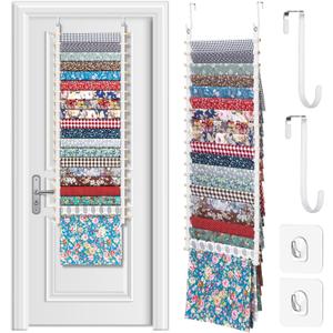 20-Shelf Hanging Wall Fabric Organizer, Over The Door Cloth Organizer with 4 Hooks, Closet Hanging Fabric Storage for Sewing & Quilting Collection(13.8 Inch)