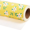 WRAPAHOLIC Jumbo Kraft Floral Wrapping Paper Roll - 30 Inch x 33 Feet - Vintage Toile Yellow Floral Paper for Birthday, Bridal Shower, Wedding, Baby Shower