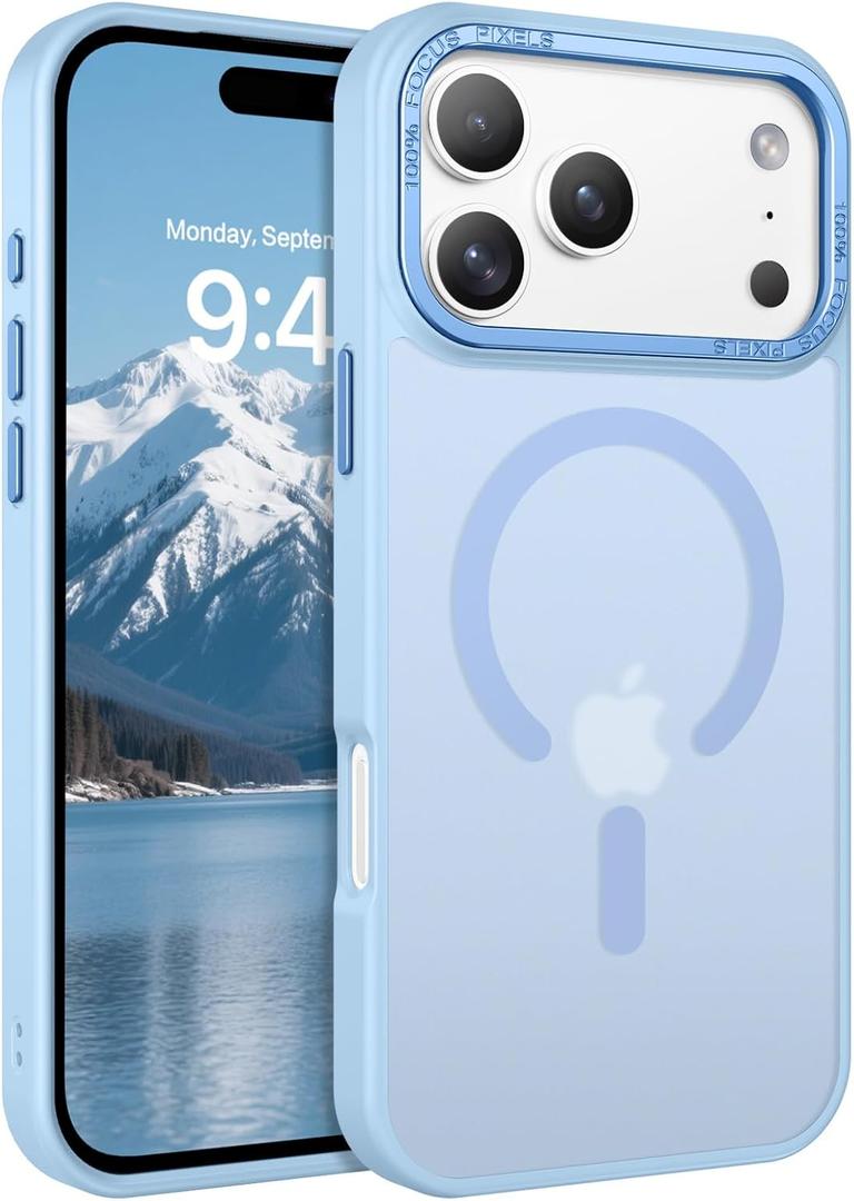 GaoBao Magnetic for iPhone 17 Pro Case [Compatible with Mag-Safe] [Translucent Matte] 16FT Military Grade Drop Protection Slim Shockproof Protective Cases for iPhone 17 Pro 6.3", Light Blue