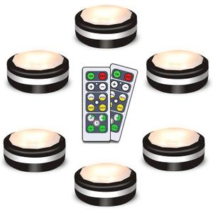 Starxing Puck Lights with Remote Control, Under Cabinet Lighting Dimmable Timer, Led Lights Battery Operated Powered for Kitchen Closet Bedroom(Black) (Natural White)