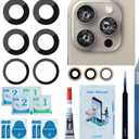 2 Sets Rear Camera Glass Replacement with Adhesive Pre-Installed, Repair Tools and Installation Manual Compatible with iPhone 15 Pro Max