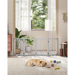 Free Standing Dog Gate Indoor, Foldable Dog Gate for Doorways Stairs, 4-Panel, 24"Tall