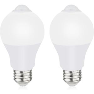Motion Sensor Light Bulbs for Outdoor Indoor, 9W A19 Motion Detector Led Bulb, 60 Watt Equivalent, E26 800lm 5000K Daylight, Dusk to Dawn Motion Activated Security Lights for outside, Inside (2 Pack)