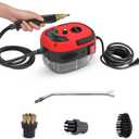 2500W Handheld Steam Cleaner High Temperature Pressurized Steam Cleaning Machine Portable Car Steamer with Brush Heads (Red)