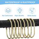 24 Pcs Shower Curtain Rings, Goowin Shower Curtain Hooks, Oval Snap Shower Rings for Curtain, Metal Gold Shower Curtain Rings Rust Proof, Glide Smoothly Shower Hooks for Shower Curtain Rod (Gold)