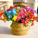 trytuny Artificial Flowers for Outdoor, 18 Bundle UV Resistant Fake Plants, Realistic Faux Silk Floral for Outside Indoor Porch Patio Window Box Planter Home Decor (Rosy Red Yellow Blue)