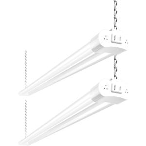 hykolity 2 Pack 4FT Linkable LED Shop Light for Garage, 4400lm, 4FT 42W Utility Light Fixture, 5000K Daylight LED Workbench Light with Plug, Hanging or Surface Mount, White - ETL