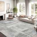 zesthome Washable Area Rug 6x9, Large Abstract Rugs for Living Room, Non-Slip Stain Resistant Rugs, 6x9 Area Rugs for Bedroom, Dining Room, Ultra-Thin Indoor Area Rugs (Grey/Ivory, 6'x9')