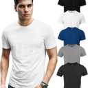 5pcs Men's Short Sleeve Crew Neck T-Shirt, with Modern Cut (Gray, L)
