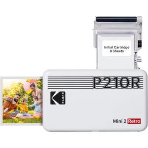 KODAK Mini 2 Retro 4PASS Portable Photo Printer (2.1x3.4 inches) + 8 Sheets, White