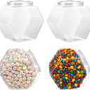 4Pcs Hexagonal Plastic Candy Jar with Lid, Clear Cookie Jars 73 OZ, Clear Candy Containers, Hexagon Cookie Jars with Lids, Plastic Dry Food Jar for Snacks, Cookies, Dog Treats