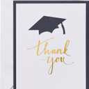 American Greetings Graduation Thank You Cards with Envelopes, Blank (50-Count) (Black, Gold, White)