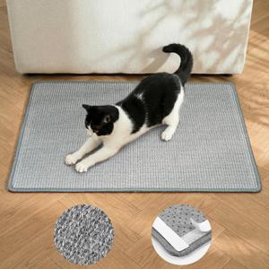 Conlun Cat Scratcher Mat,Natural Sisal Cat Scratch Pad,Horizontal Floor Cat Scratching Pads Rug for Indoor Cats Grinding Claws Nails,Cat Furniture Protector for Couch & Carpets & Sofas (1 Pack-M (23.6'' X 15.7"), Grey)