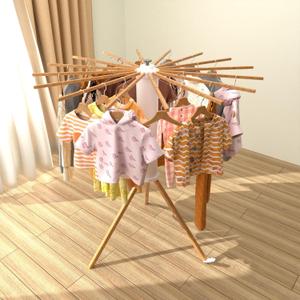 Tripod Clothes Drying Rack, Garment Rack Portable and Foldable Space Saving Laundry Drying Rack - Drying Rack Clothing Floor Folding Balcony Bedroom Household (1-Layer, Wooden)