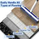 4-in-1 Floor Scrub Brush with Long Handle V-Shaped Crevice Brush Floor Scrubber Mop with Squeegee and Tweezer for Cleaning Gap Tile Bathroom Kitchen Patio Deck Garage